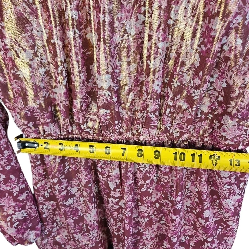 Crystal Doll - Floral Dress, Long Sleeves, Tiered Skirt  Size XL color Wine - Picture 9 of 11